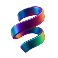 Twisted Iridescent Ribbon Design with Colorful Gradients png