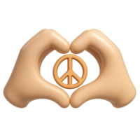 Hands Forming Heart Shape Around Peace Emblem in Simple Design png