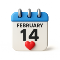 Simple Valentine's Day Calendar with Heart Icon and Date Display png