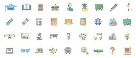 Education Color Icon Set minimal and Flat vector