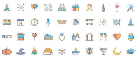 Events and Celebrations color Icon Set vector