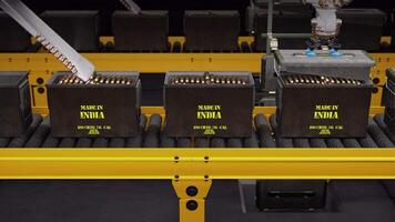 Artificial Intelligence Machines Filling the Ammo Box Made in India video