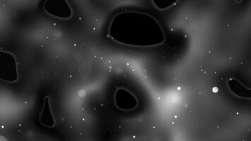 Abstract grayscale cosmic nebula, swirling gaseous clouds, stellar dust, and distant galaxies. A mesmerizing view into the depths of space. video