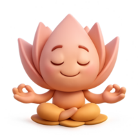 Serene Cartoon Character Meditating with Lotus Flower Element png