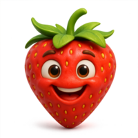 Joyful Strawberry Character with Cute Face and Friendly Expression png