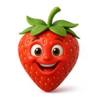 Joyful Strawberry Character with Friendly Smile on White Background png