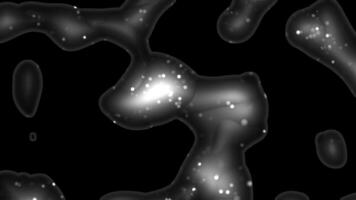 Abstract grayscale artwork of organic shapes, glowing bright in the dark. Unique digital art piece. video