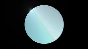 Clear glass plate circle shape. Realistic reflection screen shiny sheet video