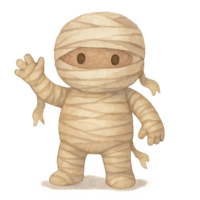 Cheerful Watercolor Mummy Character for Fun and Friendly Themes png