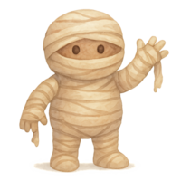 Cheerful Watercolor Mummy Character for Fun and Playful Designs png