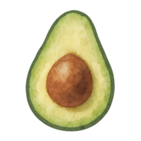 Simple Watercolor Illustration of an Avocado Half with Pit png