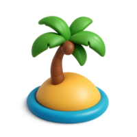 Minimalist Icon of Tropical Island with Palm Tree and Sandy Beach png