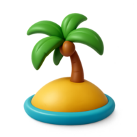 Simple Tropical Island Icon with Palm Tree and Sand for Design Use png