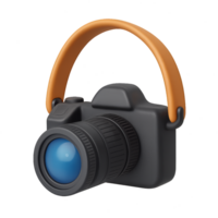 Simple 3D Camera Icon Design with Stylish Handle and Lens png