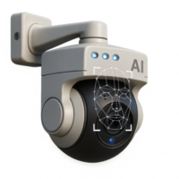 Advanced 3D AI Surveillance Camera with Facial Recognition Technology png