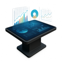 Interactive Holographic Table with Data Visualization and Analytics png
