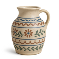 Rustic Ceramic Vase with Floral Patterns and Simple Design png