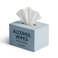 Simple Alcohol Wipes Box with Open Package and Sheets Visible png