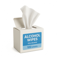 Open Box of Alcohol Wipes for Cleaning and Sanitizing Use png