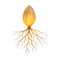 Glowing Crystal with Intricate Roots, Ethereal Light Source Design png