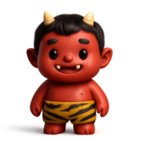 Cute Kawaii Oni Demon Character with Vibrant Colors and Simple Design png