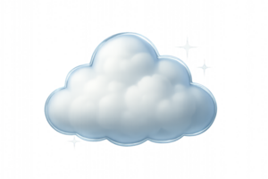 Glowing Silver Cloud with Radiant Highlights in a Simple Style png