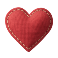 Soft Red Fabric Heart with Detailed Stitching for Creative Projects png