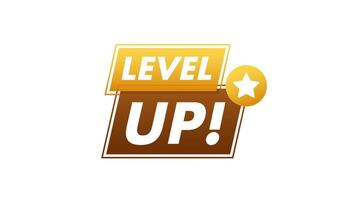 Level up animation with a star on white and blue background video