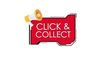 Animated banners with megaphone for click and collect marketing campaign video