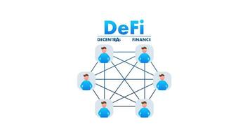 Decentralized finance network connecting people on white and green screen video