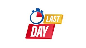 Animated Countdown Clock Highlighting Last Day Sale on White and Green video