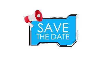 Save the date appearing animation with megaphone on white and green screen video
