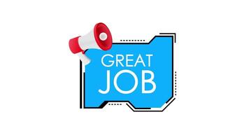 Great Job Animated Banner with Megaphone on White and Green Screen video