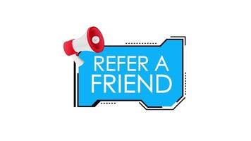 Refer a Friend Graphic Animation with Megaphone on White and Green Background video