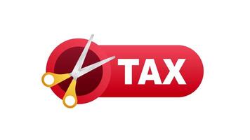 Animated Scissors Cutting Tax Icon Isolated on White and Green video
