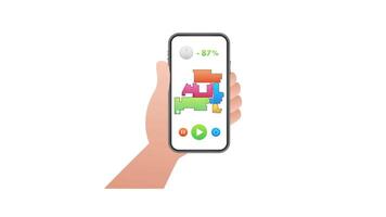 Hand Holding Smartphone Showing Interactive Home Plan on White and Green Screen Background video