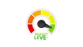 Quality level indicator with colorful segments and needle pointing to green area video