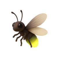 3D Glowing Firefly Illustration with Simple Design Elements png