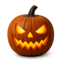 Glowing Carved Pumpkin with Spooky Face for Halloween Decoration png