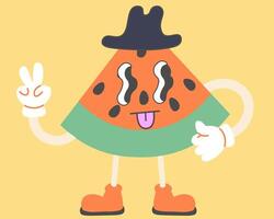 mister watermelon character in hat vector