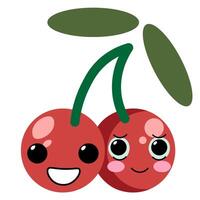 kawaii cherry in doodle style vector