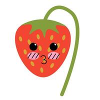 kawaii strawberry in doodle style vector