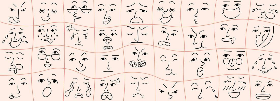 doodle faces on linear cage back
