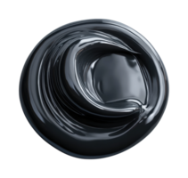 Glossy swirl of smooth black liquid in circular shape png