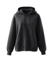 Black hoodie with drawstrings and front pocket for casual wear png
