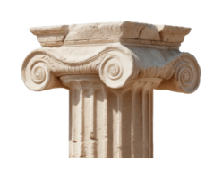 Classic ionic column capital with intricate scroll design png