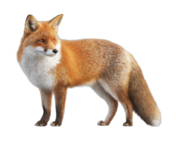 Elegant red fox with bushy tail and sharp ears png