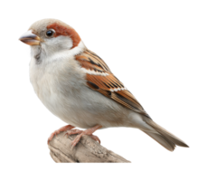 Detailed portrait of a eurasian sparrow sitting on a branch png