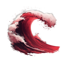 Red ocean wave in motion with splashes png