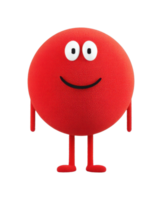 Red circular character with eyes and smile png